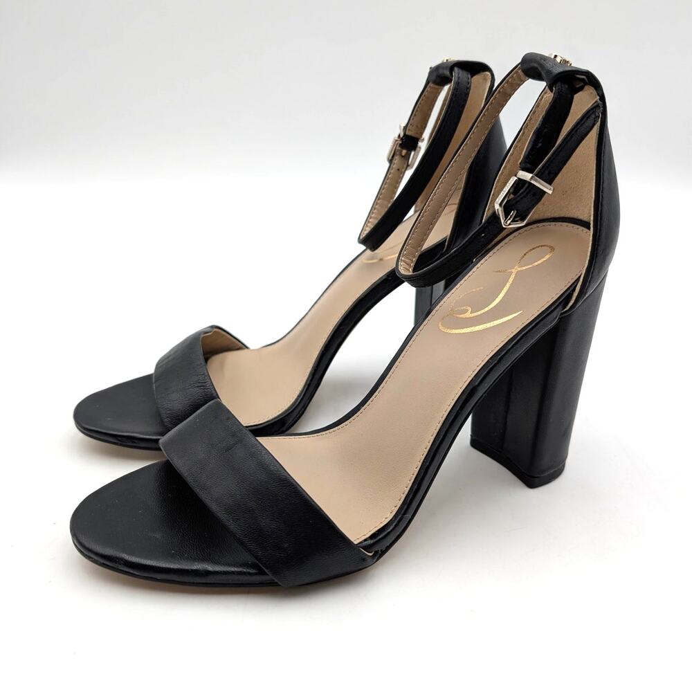 Sam Edelman Yaro Ankle Strap Heel Sandal Open Toe Women's Black Sz US6.5M EU36.5